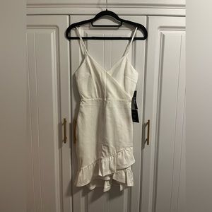White spaghetti strap mini dress
